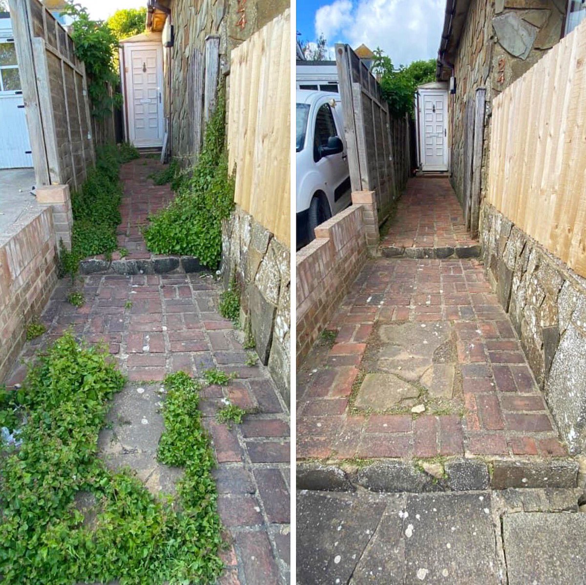 📸 Before and after of a small job in Saltdean where we have been keeping the front and back garden managed and the inside of the home well kept fixing leaks and damaged walls #EchoRenovations #gardening #decorating #Saltdean #Sussex