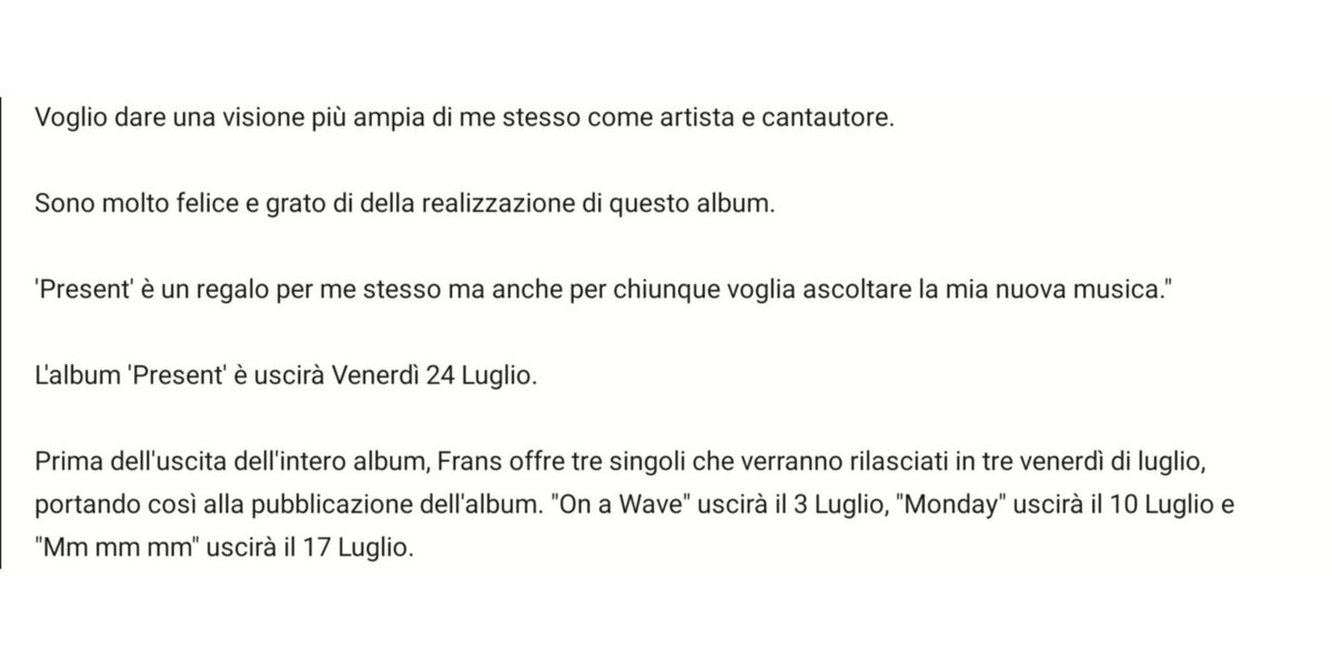 fransitaly's tweet photo. @SonyMusicSweden ha pubblicato il Comunicato Stampa per l'uscita di 'Present', l'album di debutto di @fransbyfrans ↘️

#Frans #Present #FransJeppssonWall https://t.co/Adul4suATw