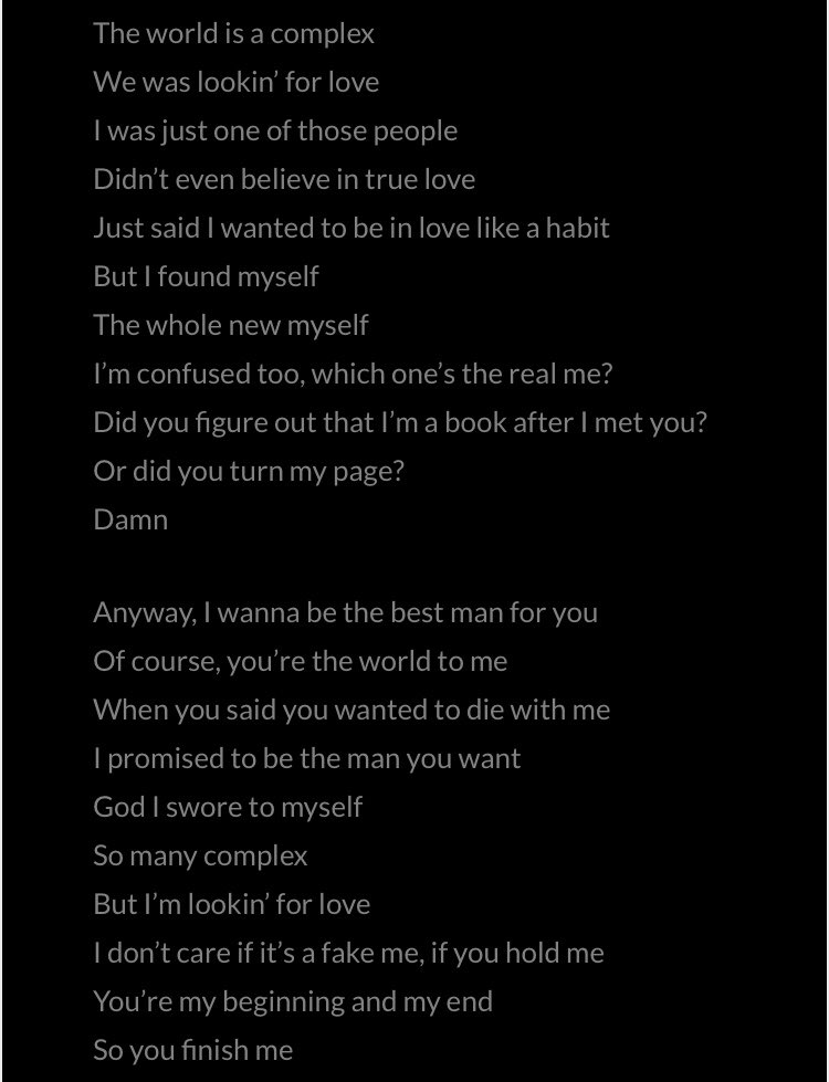 Outro Her ! wearing a mask again, do i deserve ur love?,, all of my wonder, ur the answer, i call u her, cause ur my tear,, being confused but finding yourself in the one u love, but that love has to stay secret,, (her = a beard type situation imo)