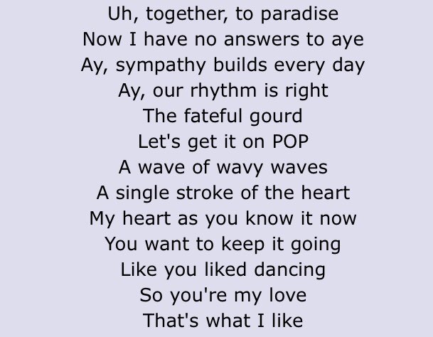 Just dance !! fallin in love with ur friend or meeting a cutie at a gay club and dancing the night away ! ultimate pride song i think