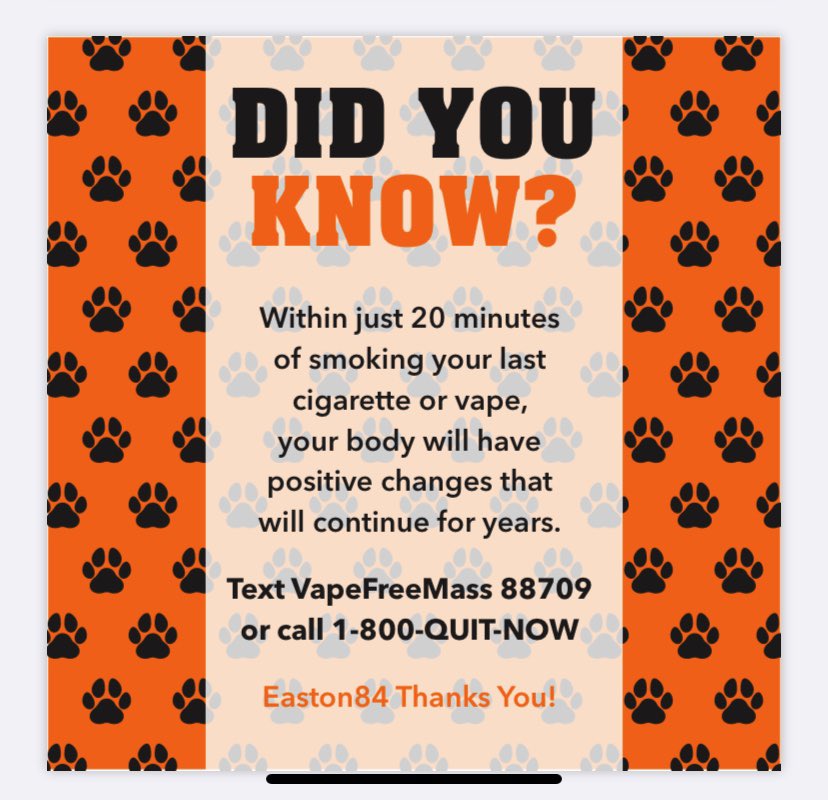 #Easton84 and <a href="/EastonWoH/">Easton Wings of Hope</a>  care about your Lung Health!! Look for this label coming soon on pizza boxes <a href="/Pizza_Depot/">The Pizza Depot</a>  <a href="/_The_Beanery/">Beanery on Washington</a> and Bills Pizza. <a href="/AssistSupEaston/">Crissy Pruitt</a> <a href="/townofeaston/">Town of Easton, MA</a> <a href="/47lleblanc/">OA High School Nurse- Mrs LeBlanc</a>