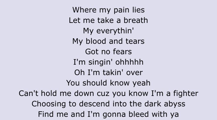 ON! its about found family imo, find me and im gonna bleed/live with you, when you find ur family you take on each others pain and happiness and finally LIVE together you know?