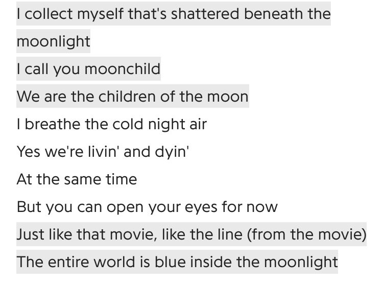 4 o’clock ! it’s about vmin which automatically makes it very gay, it also refrences the movie Moonlight, which is about the life of a gay black man