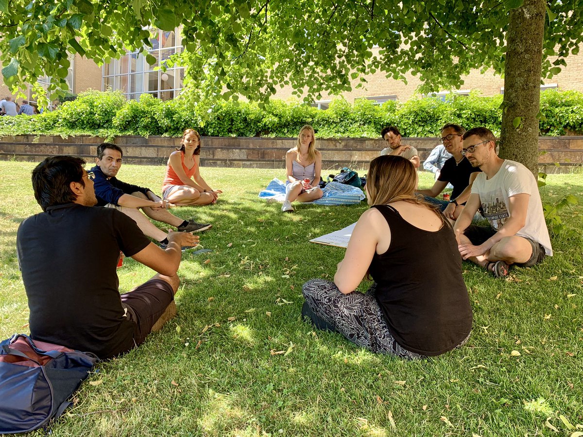 PromemoAU's tweet photo. Taking full advantage of the nice weather! PROMEMO Summer Synergy event with discussion groups on “Imaging memory”, “Astrocytes in memory”, etc. - while practicing social distancing. https://t.co/ogP8asSSfL