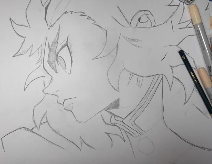 煉獄さんの下書きが出来ました!あとは明日やる予定。
#鬼滅の刃 #模写 #絵師さんと繋がりたい 