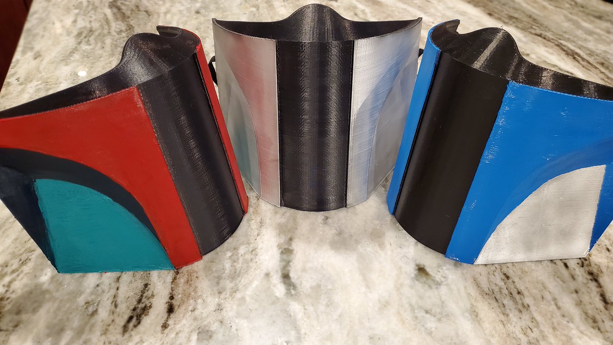IntrepidDawn's tweet photo. Wearing a mask doesn't have to suck. Check out our Star Wars Inspired COVID facemasks! Mandalorian, Darth Vader, and Stormtroopers now available. #3Dprinting #StarWars #StarWarsfanart #mandalorian #COVID19 
 https://t.co/RFnRMxxqCO https://t.co/yMYDnnlWPA