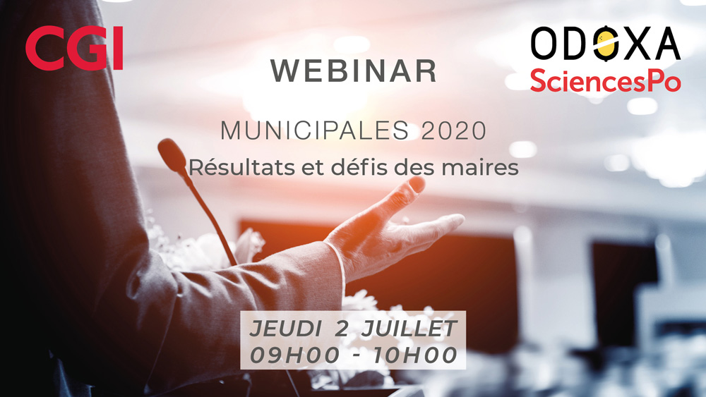 #Municipales2020 <a href="/sciencespo/">Sciences Po</a>, <a href="/OdoxaSondages/">Odoxa</a> et CGI vous donnent rendez-vous :

📆 le 02 juillet
👩💻 Webinar
🗳️ Résultats et défis des nouveaux maires

Inscrivez-vous 👉  bit.ly/2NyYkgc