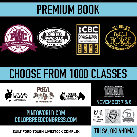JUST RELEASED! See the show schedule and other information for the Pinto World Championship / Color Breed Congress Show, November 7-22, 2020, in Tulsa, Oklahoma. pinto.org/index.php/en/c…