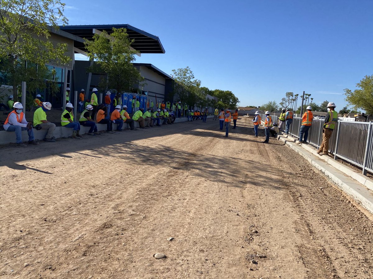 CHASSEteam's tweet photo. This week, one our teams held a Safety Stand Down on site, made up of 150 trade partners, all wearing masks! For more information on CHASSE’s COVID-19 response, please visit https://t.co/e70yon1goQ. #FromTheFieldFriday #BuildingToMakeADifference #GreatTeam #GreatBuilder https://t.co/mtCadaAAS2
