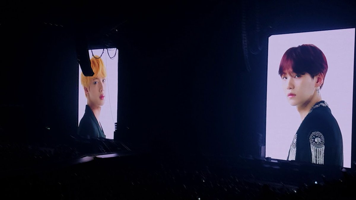 Jin appears during Yoongi's verse...Before I go any further, who realized that this is the pairing from the LY/SY tour VCR? Yoongi and Jin?  @BTS_twt