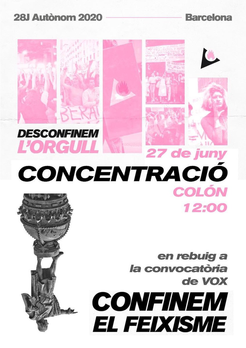 #ALERTAANTIFEIXISTA ⚠️

🚨Dissabte, en ple cap de setmana de l'orgull 🏳️‍🌈, VOX convoca una concentració en defensa del monument de Colón. 

👉Hi trobaran la resposta antifeixista de mariques, trans, bolleres, migrades i totes les que volen fer desaparèixer. 

NO PASSARAN! ✊🏻✊🏽✊🏿