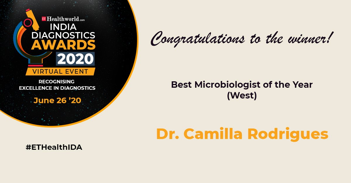 ETHealthWorld's tweet photo. Congratulations
@HospitalHinduja ,Dr. Camilla Rodrigues
On winning Best Microbiologist of the Year - Dr. Camilla Rodrigues at ETHealthworld Diagnostics Awards
#ETHealthIDA https://t.co/gDnJqIegMk