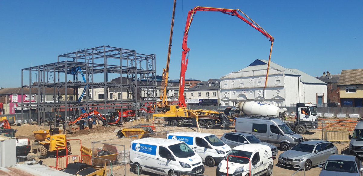 YMCAHumber's tweet photo. What a difference a week makes...! Today #RGCarter have been pouring more concrete whilst the steel frame is taking shape and progressing well!
#positiveproject #movingforward #makingadifference https://t.co/TbXZQ9RIJ9