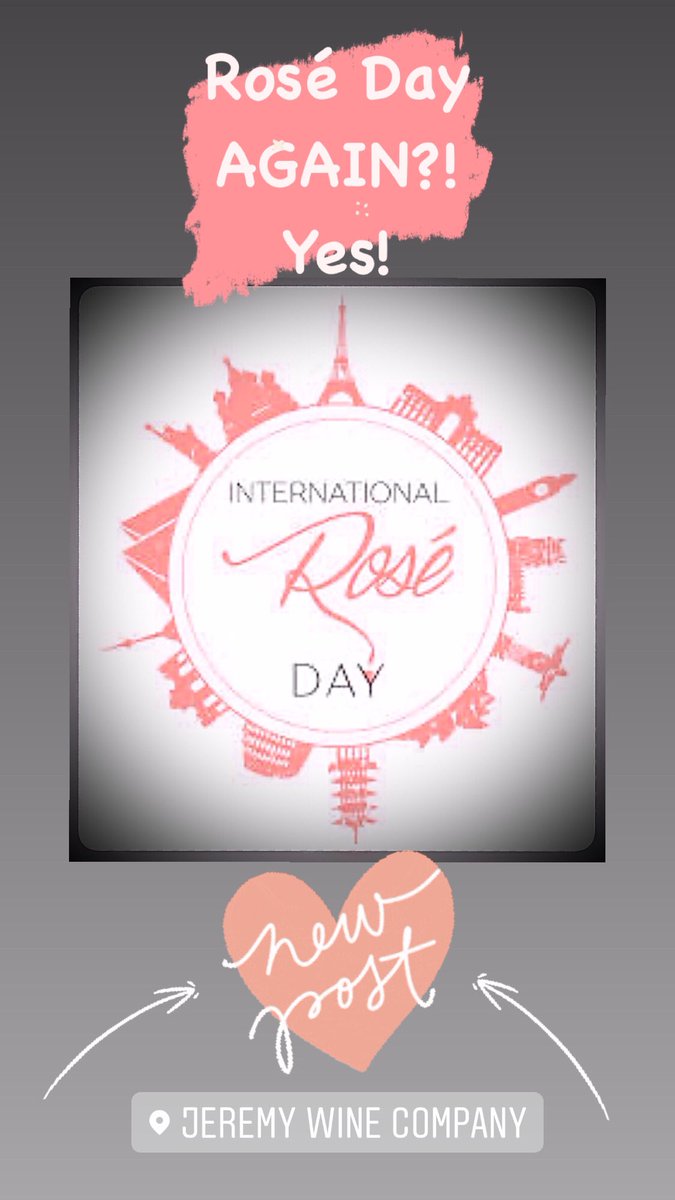 2 times in 1 month?!YES!
6/13 was #NationalRoséDay and someone (wisely) decided we needed #InternationalRoséDay too!
We are ready and excited and offering our discount again (up to 30%**)on mix/match our 2 Rosés!
#RoséAllDay 💓#iKnowJeremy @visitlodi @ChamberLodi @Lodi_Wine #Lodi