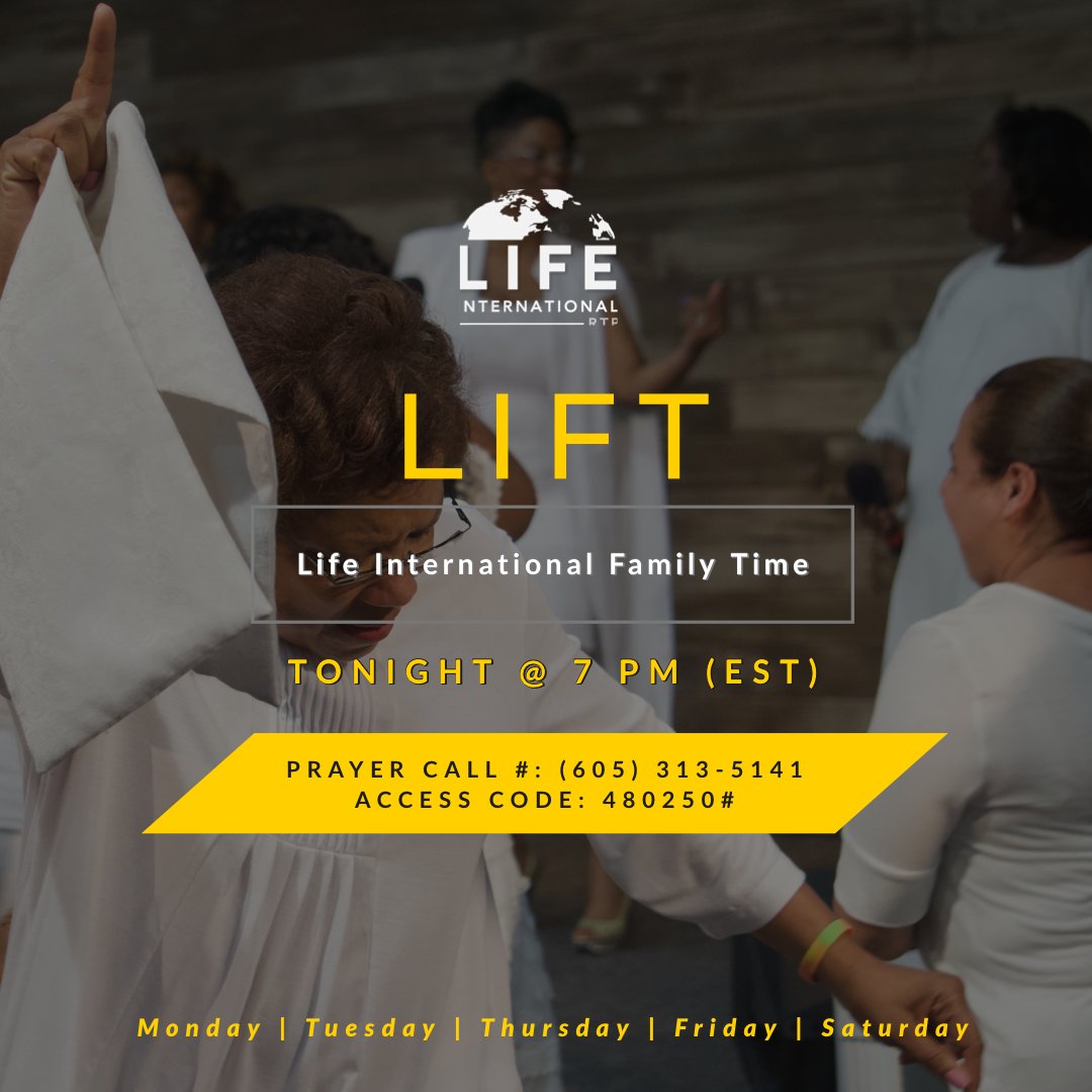 reallifenc's tweet photo. We’re looking forward to our Friday Night LIFT Session! If you’ve never participated in one of our prayer calls, we invite you to join us tonight at 7 PM. Let’s #LIFT the name of Jesus together and seek Him in prayer. #DoLifeWithUs #HazVidaConNosotros #FaithWorks #PrayerWorks https://t.co/RpVD4vohd0