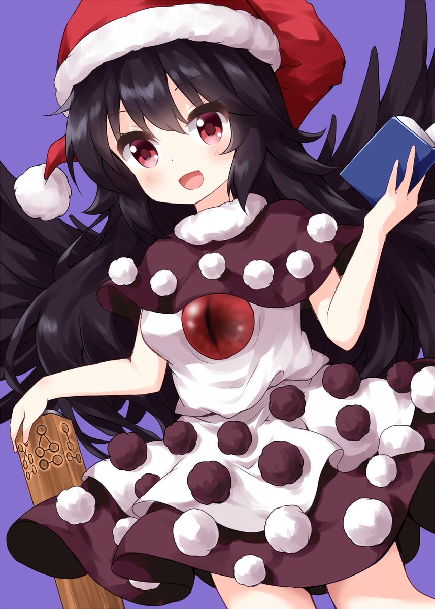 doremy sweet ,reiuji utsuho 1girl solo pom pom (clothes) cosplay black wings hat open mouth  illustration images