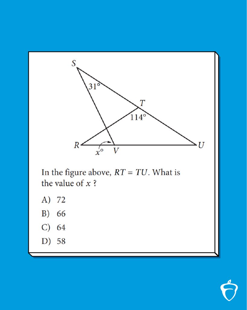 Reply with your answer to this #SATPractice question, and we'll post the right one later today.