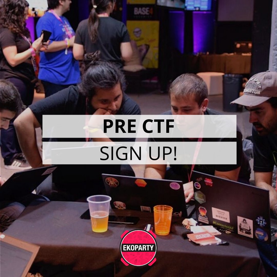 📣 ATENCIÓN 🚨 Hoy abrimos el clásico Pre #CTF de #Ekoparty organizado por <a href="/NullLifeTeam/">NULL Life CTF Team</a> 🔥

Empezamos con 3 desafíos y cada semana se suma uno nuevo durante 2 meses. Premios: 🏆 entradas para la #eko2020, merchandising y algo más.

Ya podés registrarte 👉 ctf.ekoparty.org