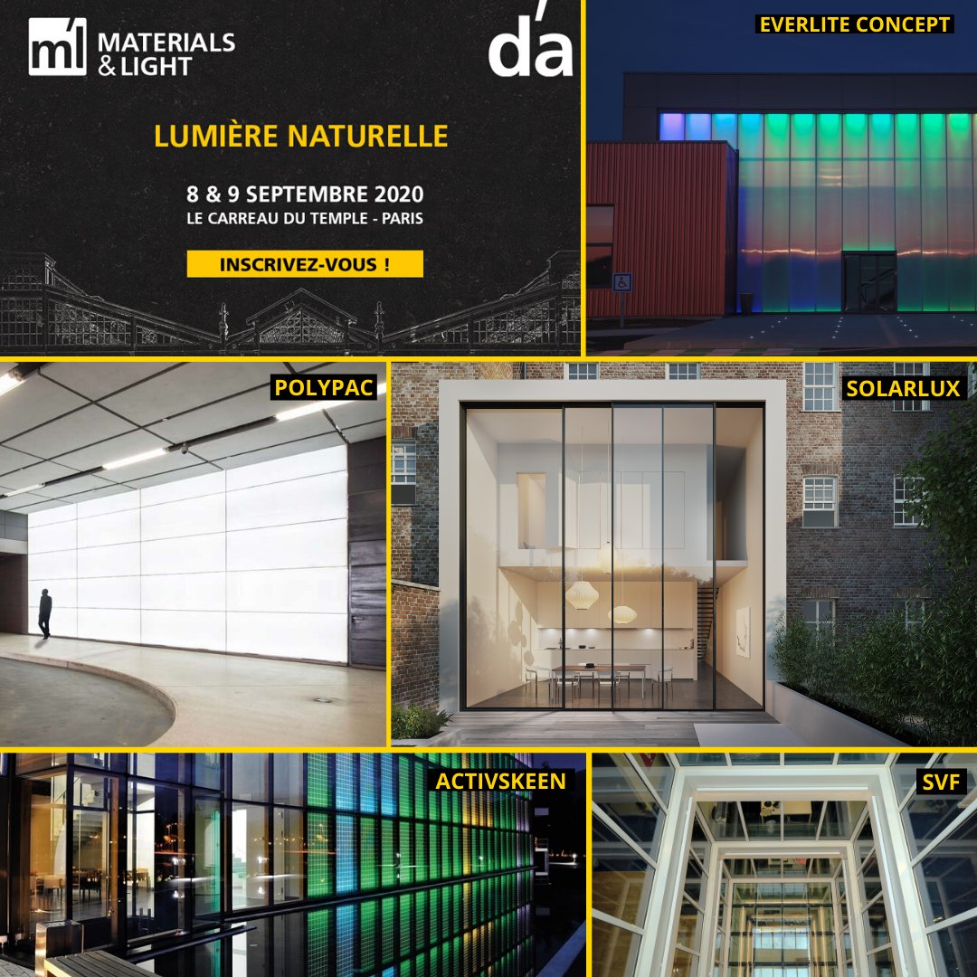 materials_light's tweet photo. Panneaux translucides, menuiseries minimalistes, vitrages solaires… avec @EverliteConcept #Solarlux #Activskeen #SVF #Polypac... la #lumière naturelle est au service de l'#architecture. Rdv les 8 et 9 septembre sur @materials_light > https://t.co/0WLw7bNuKK

#teamarchi #façade https://t.co/avAMt59cys