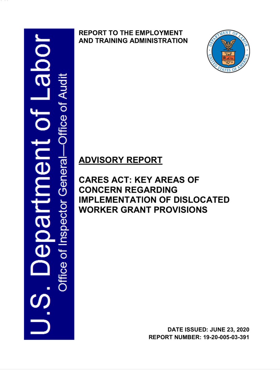 Dear  @SecGeneScalia So how soon are you going to call your “dear leader” and have the  @USDOL OIG fired? I mean it’s Friday ADVISORY REPORT“of June 2, 2020, DOL awarded DWGs to 50 recipients for over $222 million to help address the workforce-related impacts of COVID-19”