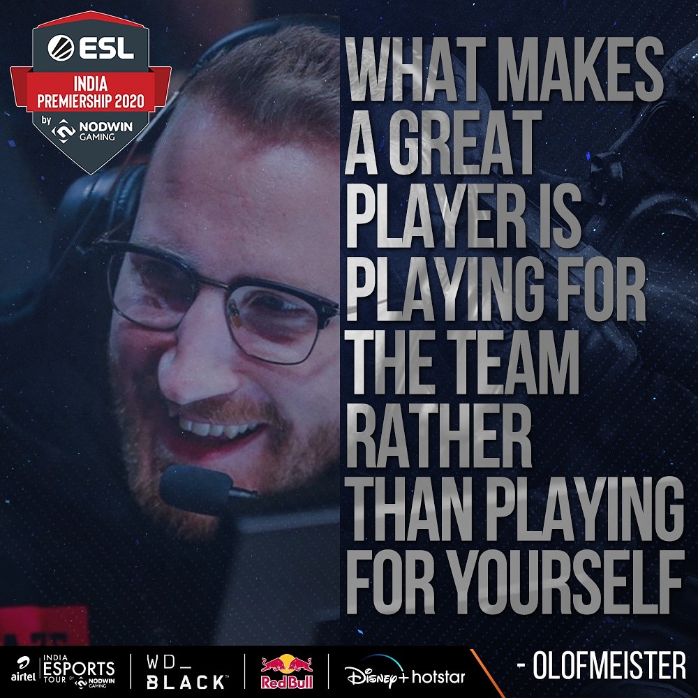ESL_India's tweet photo. Be a team player and win more games๐ฅ
Wise words by @olofmeister!
What kind of players do you come across everyday?
#esports #gaming #csgo #counterstrike #cs #pro #progaming #olofmiester #cslegend #gamer #videogames #ESLIndia #ESLIP2020 https://t.co/qKLGRRLWGF