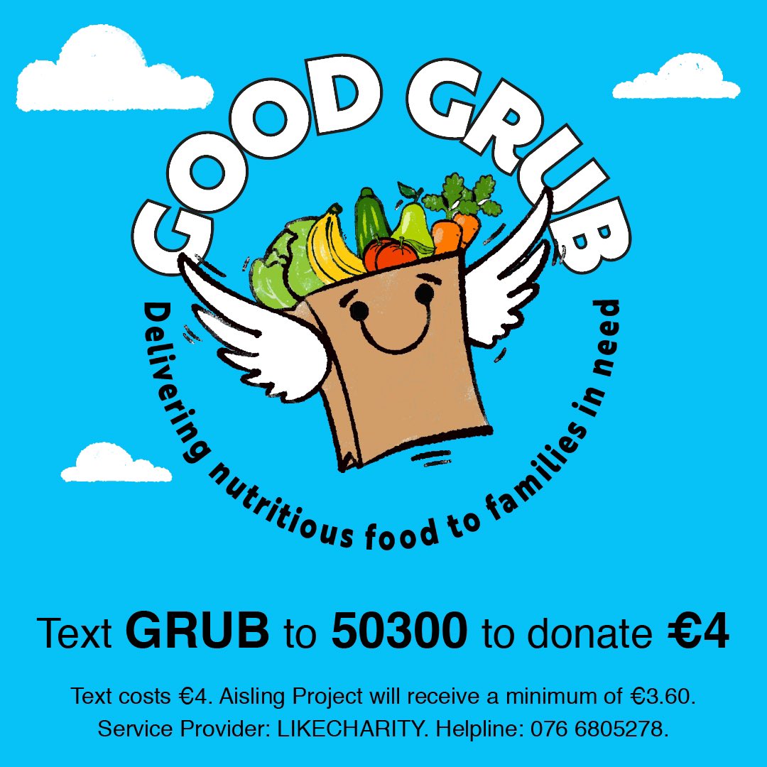 If you can please Text GRUB to 50300 to donate €4 so we can support more DEIS school children/families
