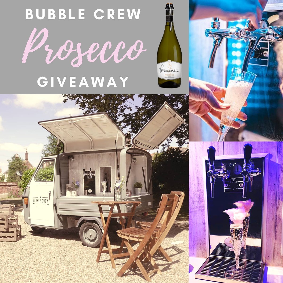 ProseccoWatch's tweet photo. #competition TIME
Chance to #win a bottle of Frizzenti Prosecco courtesy of The Bubble Crew Official Prosecco Van!
To enter....
1.  LIKE @Bubblecrewoffi1 
2.  LIKE @ProseccoWatch
3.  RT &amp; TAG your Prosecco Buddies

Pop over to Insta &amp; FB to enter again
#giveaway #proseccowatch https://t.co/l57PADQaOh