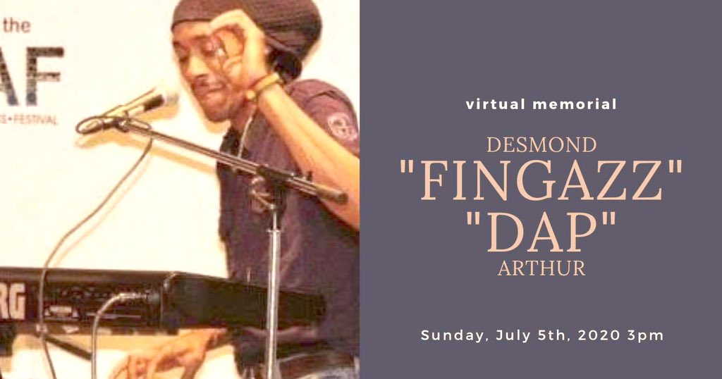 nufunk's tweet photo. Virtual Memorial for musician/producer @DeziFingazz Sunday July 5th at 3pm. We will celebrate his life and music with friends, fans and family. #torontoreggae #keyboardist #rip #reggaemusician https://t.co/I3JumYKYNB https://t.co/5VbGLnhaFX