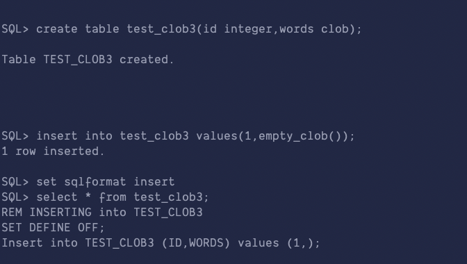 fobbyal's tweet photo. @thatjeffsmith sorry it turns out i was asking the wrong question. The real problem is actually empt_clob() values doesn't output anything. https://t.co/GQTKcPd0qe