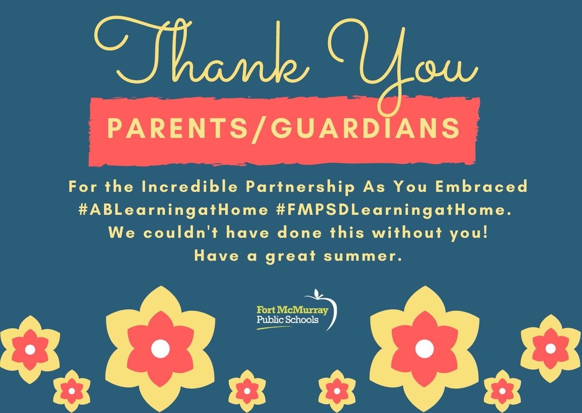 FMPSD's tweet image. Thank You Parents/Guardians for the incredible partnership as you embraced #ABLearningatHome #FMPSDLearningatHome. We couldn&apos;t have done this without you! Have a great summer. #YMM #RMWB @JTurner_RPsych @FMPSDEdDept