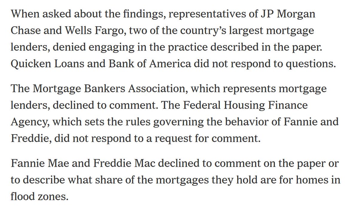 There's a LOT of non-commenting from the banking industry in another story on the topic:  https://www.nytimes.com/2019/09/27/climate/mortgage-climate-risk.html