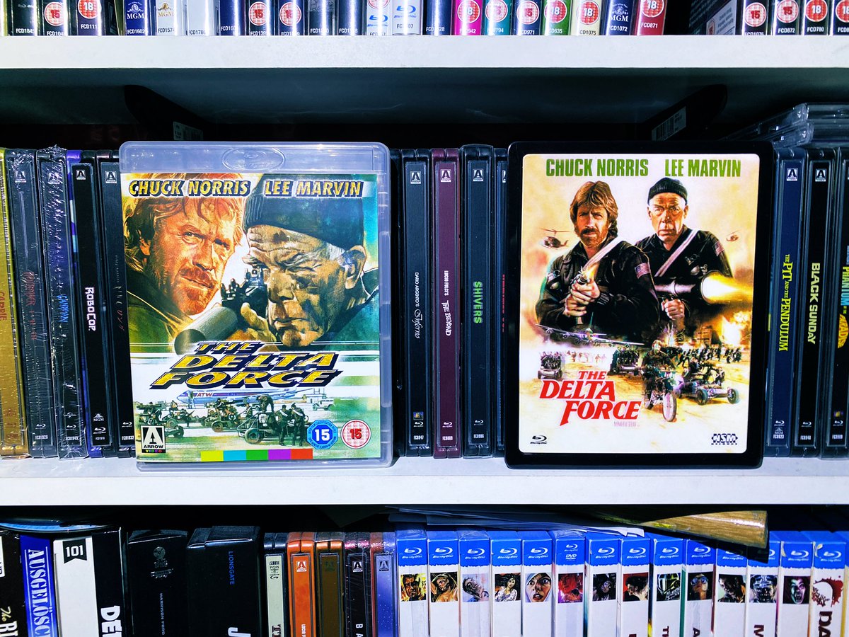 PBRstreetgang73's tweet photo. Sticking with the lose theme of men or man on a mission type films moving on to the very dumb but fun #TheDeltaForce also all been #ArrowFilms releases today, the #Metalpak German release also in the pic #BluRay #340 https://t.co/Nj9tH4y6q7