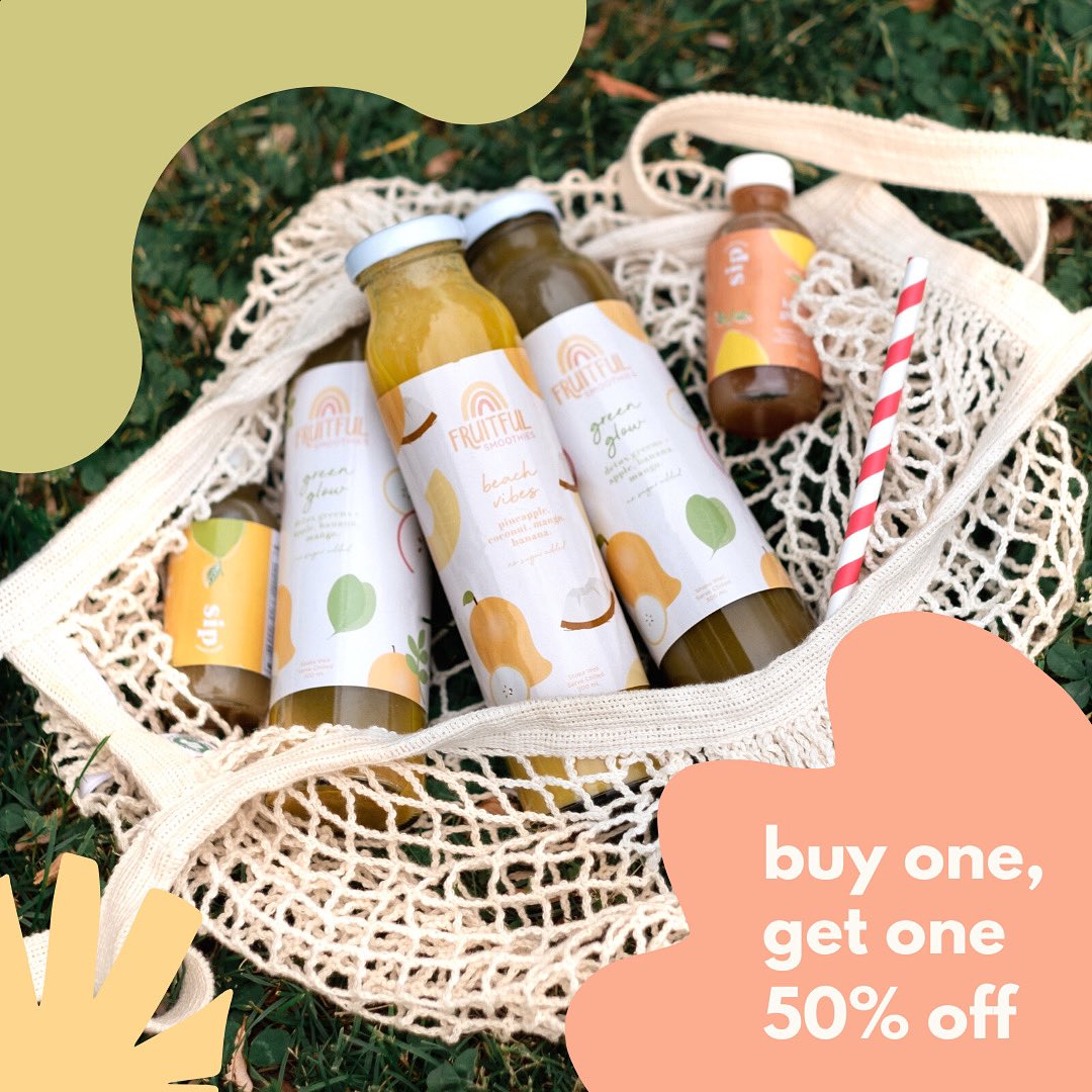 Buy any Fruitful pack and get Sip for 50% off! 🌞⁠We're celebrating summer with a BIG sale at our online shop. Order any Fruitful Smoothie variety or flavour pack and get Sip Water Boost for 50% off! 🙌 Use code: BOGO50 at checkout!⁠⠀
⁠⠀
Shop here: chimptreats.com ✨