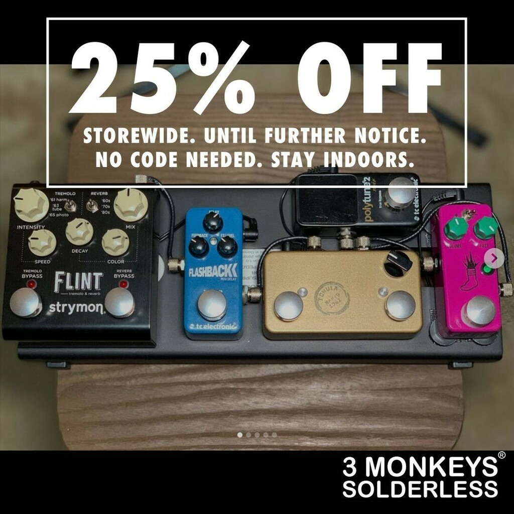 3Monkeysamps's tweet photo. #REPOST @jwlayman
I’m really enjoying the new pedalboard
@3monkeyssolderless @barefootbuttons @monocreators @strymonengineering @tcelectronic @lovepedal @jhspedals @cioks_power_supplies_official @3m
#lovepedaltchula #lovepedal #jhspedals #strymo… https://t.co/6ku1rFDtaw https://t.co/AQOo0z2XWD