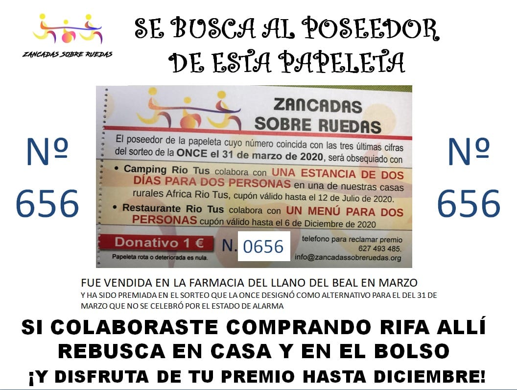 #Siyollegotúllegas
¿Eres el/la afortunad@?
Si tienes esta papeleta además de haber colaborado con que podamos cumplir muchos sueños tenemos la dicha de regalarte una pequeña alegría para ti y un acompañante.
Contacta con nosotros lo antes posible :)
#SuSonrisaEsElPremio