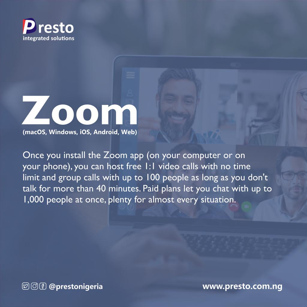 prestonigeria's tweet image. Video conferencing apps suitable for your team.
.
Zoom, Google Meet, Slack, Teams, Skype.
.
.
.

#slackconnect #zoomparty #MicrosoftTeams #skype #workingfromhome #COVID19 #FridayFeeling #moodswings