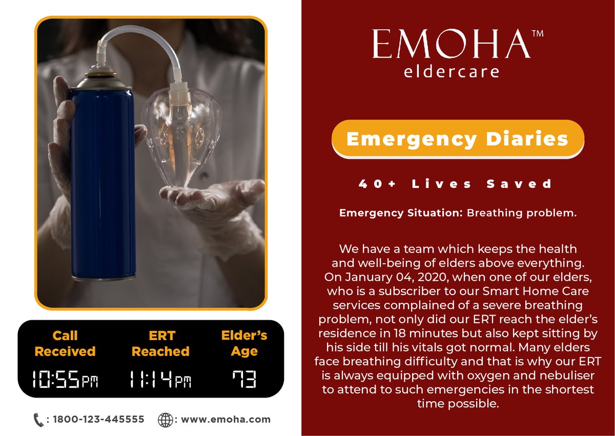 EmohaElderfirst's tweet photo. Immediate assistance is the most valuable in cases of unannounced emergencies. #Emoha's team of expert caregivers and professional practitioners serve to avert any medical or non-medical emergencies by maintaining constant touch with our elders and their families. 

#EmohaHaiNa https://t.co/I7JXyyEqyl