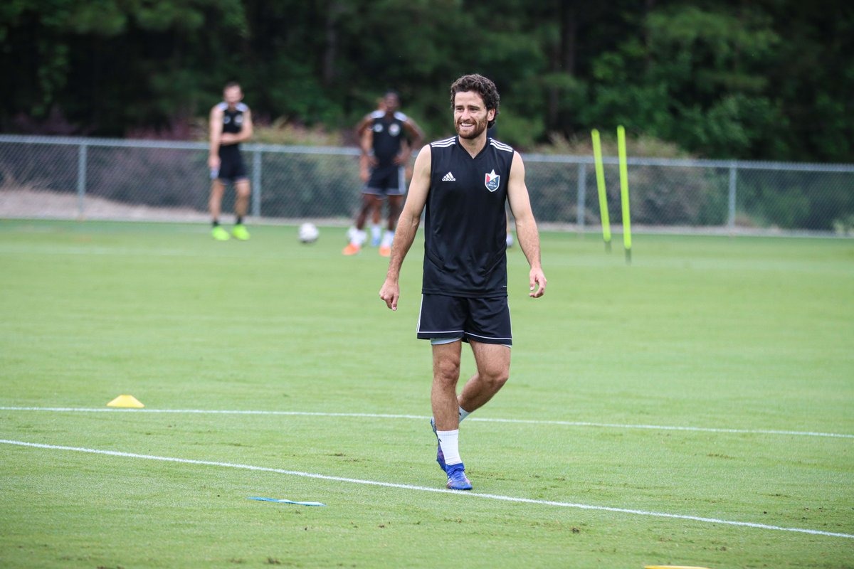NorthCarolinaFC's tweet photo. First day back to full team training vibes ⚽️ 🙌

#WeAreNC https://t.co/p1oTpthN0z