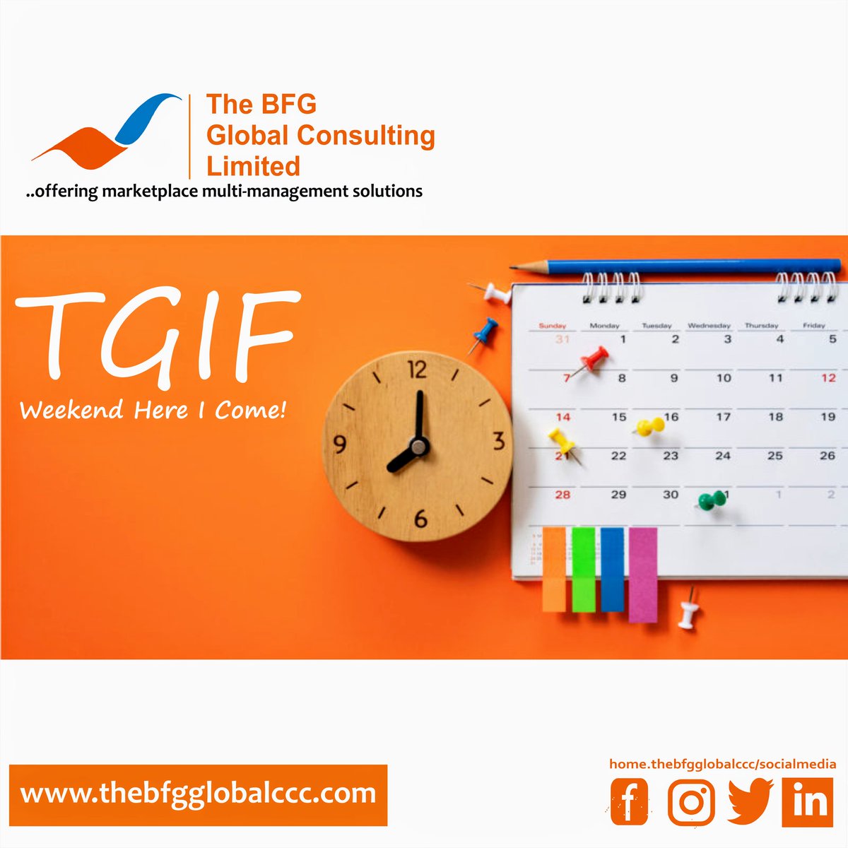 BFGConsults's tweet photo. #TGIFriday: How do you feel knowing its FRIDAY? #TGIF #ThinkBFG
#Strategy #Value #MultiManagement #Solutions #WeekendCall #TheBFGConsults https://t.co/TG9qXNHvBL