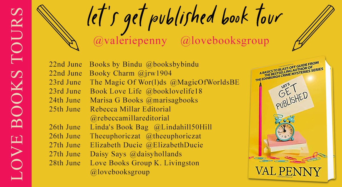 KellyALacey's tweet photo. Before we say goodbye to the #LetsGetPublished blog tour, we have two last hosts ready!
Our guest reviewer K. Livingston on @LoveBooksGroup's website and @Jolliffe03!
@valeriepenny #followthetour #LoveBooksTours https://t.co/2YUM8TiqMc