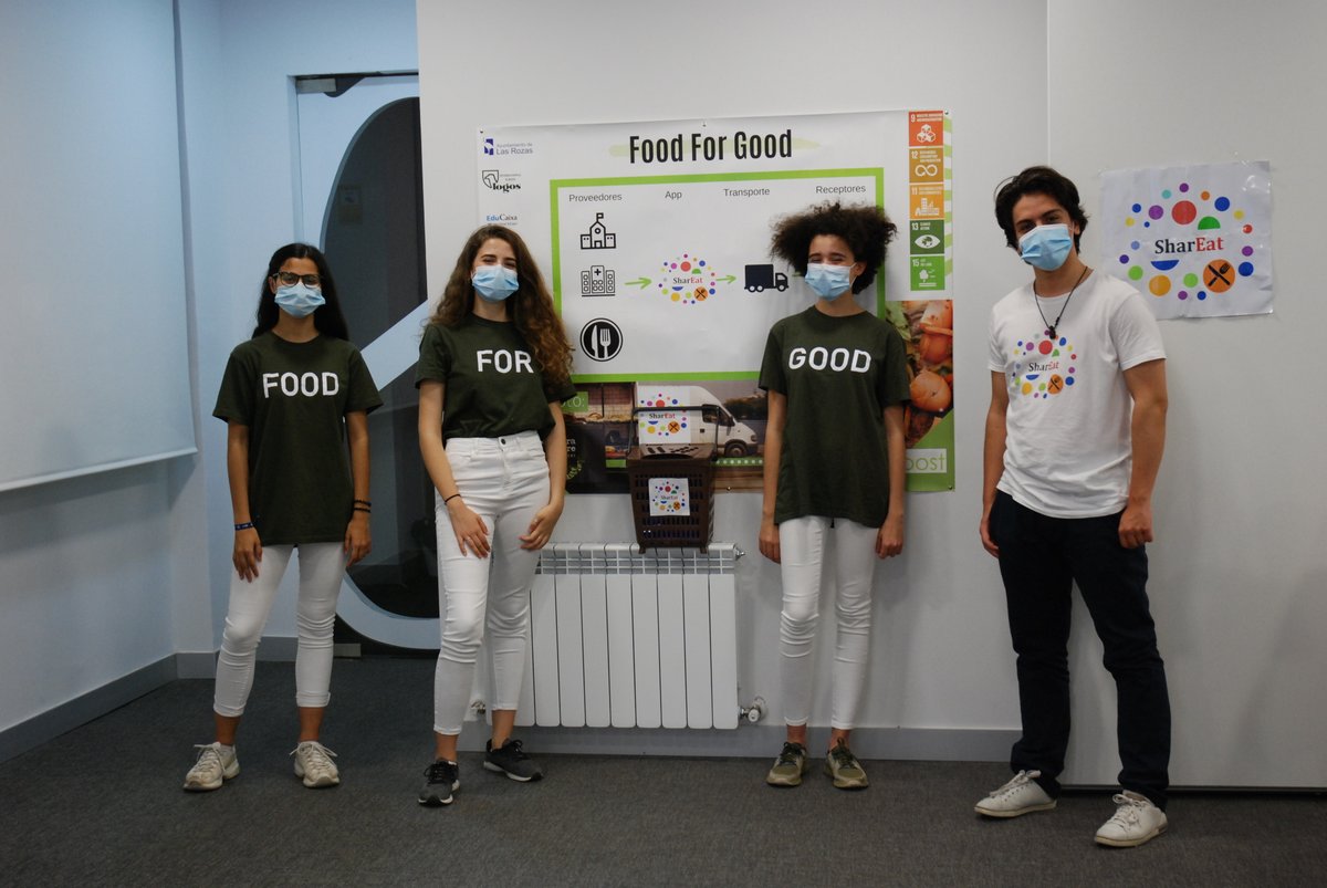 ColegiosLogos's tweet photo. SharEat y LOGOS premiados en el evento de INNOVACIÓN SOCIAL MAÑANA 2020!!!!!
ALBA, ALICIA, LUCÍA y ALBERTO con su proyecto de emprendimiento SharEat, ganadores de su categoría Bachillerato-Universidades con mejor proyecto
nacional dentro del RETO ALIMENTACIÓN RESPONSABLE. https://t.co/jmffayDzUm