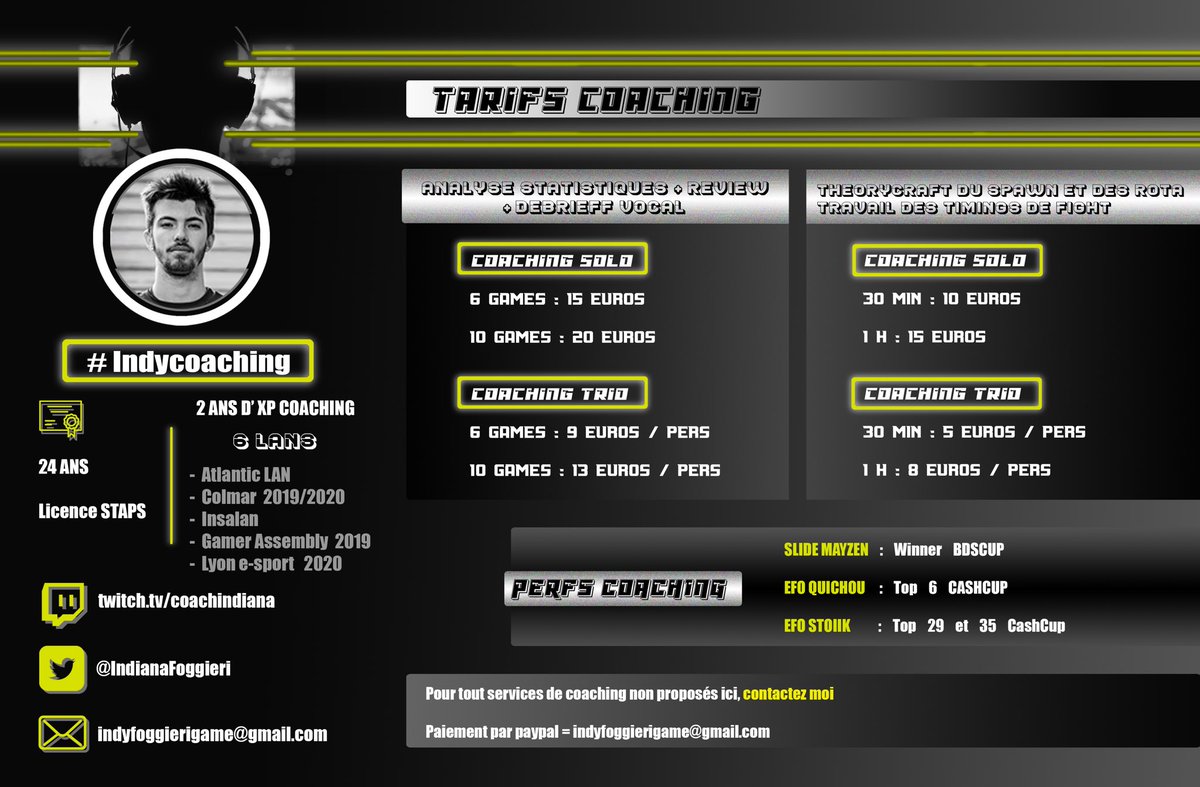 IndianaFoggieri's tweet image. 🎉ANNONCE🎉

Après presque 2ans d'xp, je lance enfin mon auto-enterprise de coaching sur @FortniteFR !!

Je vous invite à découvrir sur la brochure les différents services et tarifs associés que je propose, je peux intervenir aussi dans les structures !

Fav &amp;amp; RT svp 🙂