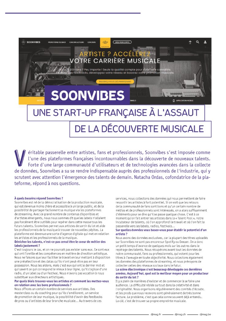 natachaordas's tweet image. Mon interview pour @Soonvibes dans @djmagFR