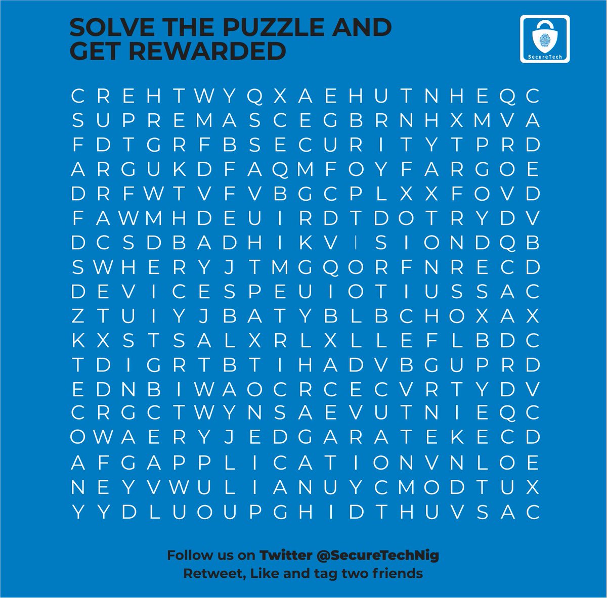 SecureTechNig's tweet photo. FIND AT LEAST 5 SECURETECH ASSOCIATED BRANDS &amp; WIN FANTASTIC PRIZES!!!.

To win 😍:

1. Answer the question here 
2. You must be following us on Twitter @SecureTechNig 
3. Retweet, Like and tag two friends.

#quiz #puzzle #friyay #SecuretechCares https://t.co/EZwlHRetVJ
