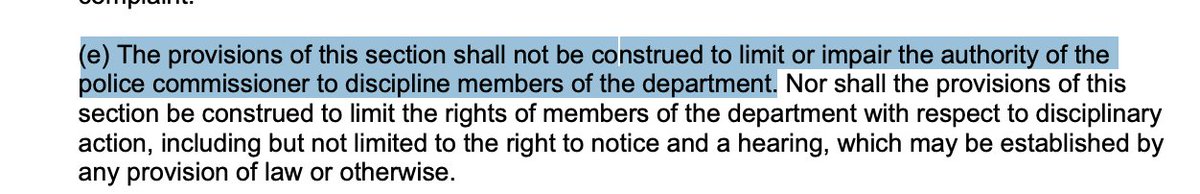 14/ The NYPD’s complete discretion over discipline is written *into the law.* Here is New York City’s charter. But, of course, it doesn’t *have* to be this way... http://www.nyc.gov/html/ccrb/downloads/pdf/enabling_legislation.pdf