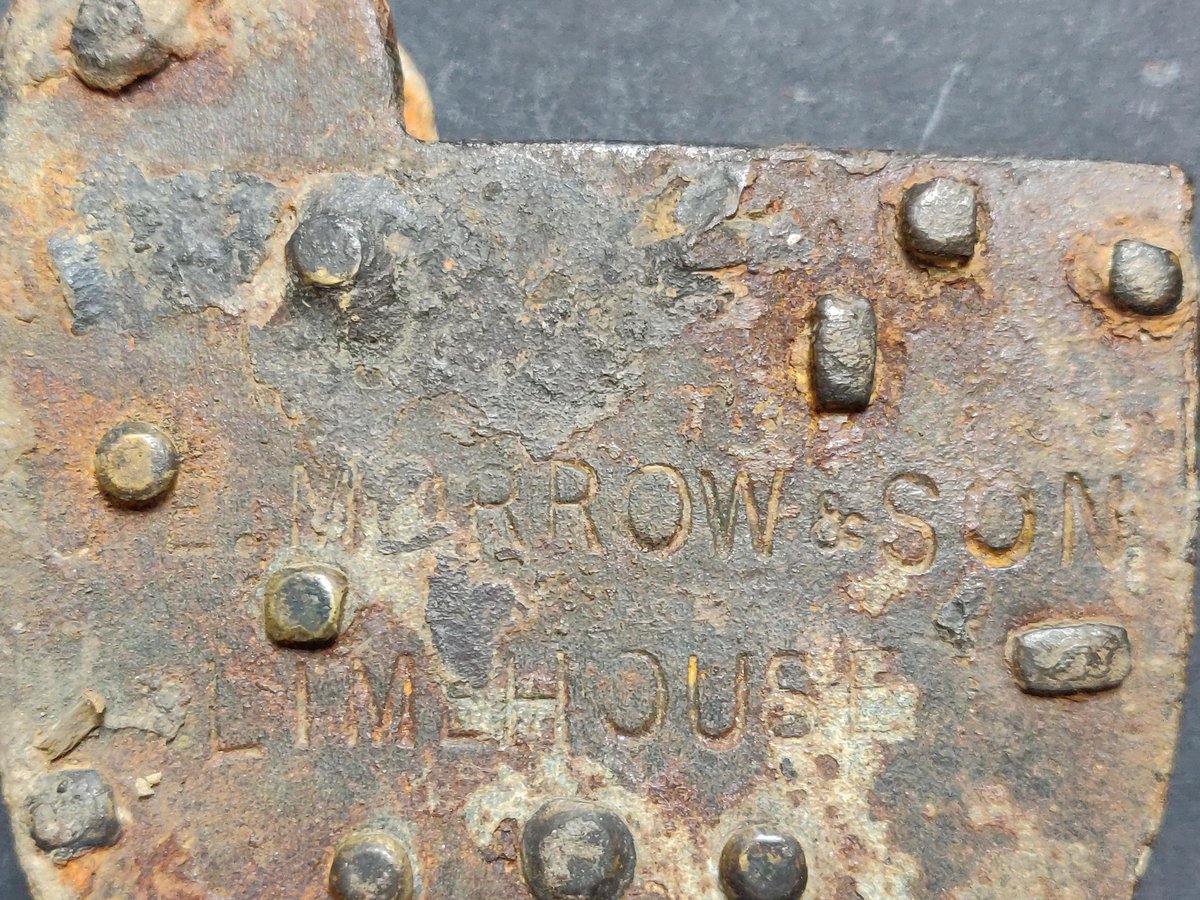 TideLineArt's tweet image. I love finding old padlocks on the Thames foreshore &amp;amp; especially when you find the name to research under the rust which can unlock a story! like this one which is amongst my top ten favourite mudlarking finds. It's stamped with G. E. Morrow &amp;amp; Sons  #mudlarking #mudlark