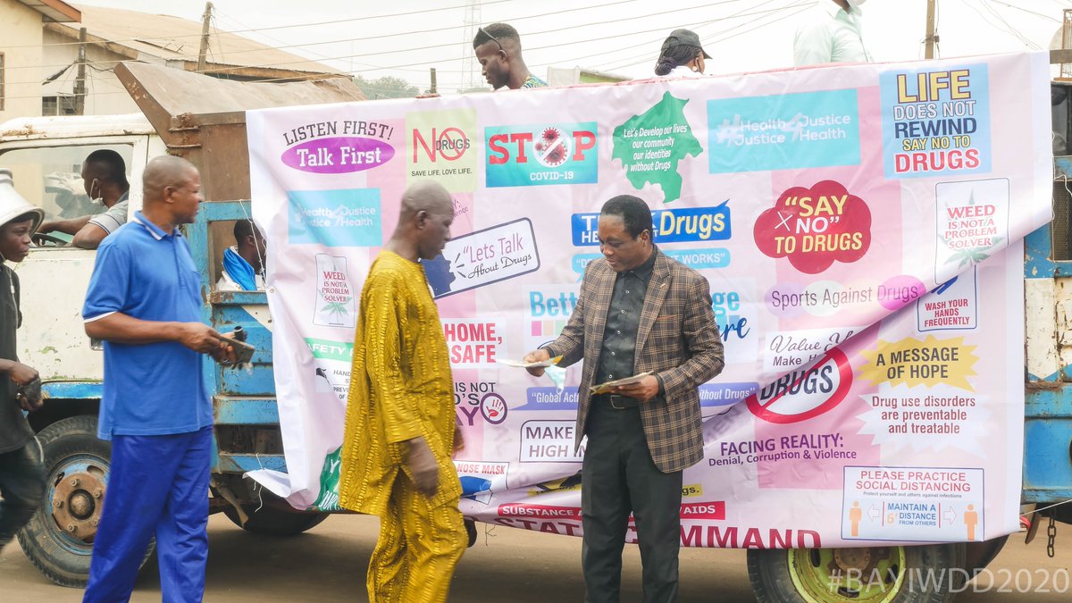 bayimedia's tweet photo. Commemorating the World Drug Day #WDD, the @ndlea_nigeria, Oyo State Command and the @UNODC_Nigeria joined us in a state wide rally sensitizing citizens on the dangers of drug abuse.
This year’s #WDD theme “Better Knowledge 4 Better Care” Addressing the #worlddrugproblem https://t.co/2Yb8N4j4Vi