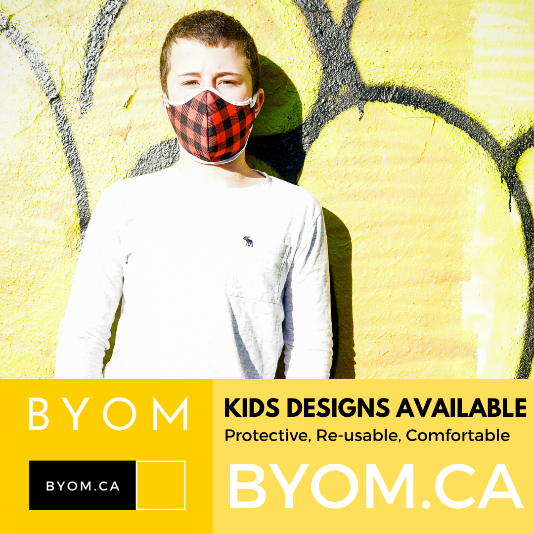 Kids masks are now available on BYOM.CA - Ages 4-14.  Fun Designs, Comfort Fit, Breathable, Back Band, Canadian Made.  #kidmasks #masks #madeincanada #fashionmasks