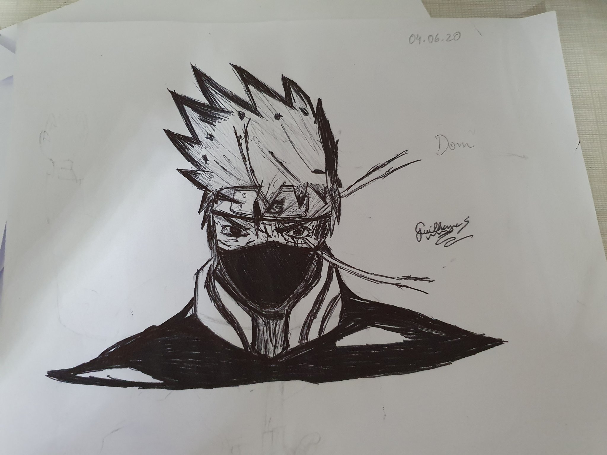 🖊️ Kakashi Hatake Desenho - Caneta BIC 