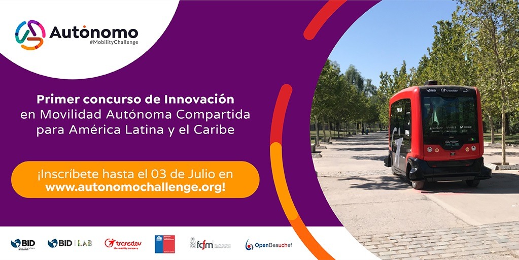 ¿Tienes ideas para mejorar la movilidad autónoma? ¡Hazte parte del futuro! 😉 
Participa en el #MobilityChallenge: El primer concurso de innovación y emprendimiento en Movilidad Autónoma Compartida en la región 🤩  
Más info en: bit.ly/2Nv1qSk